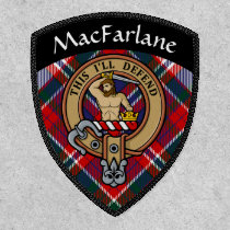 Clan MacFarlane Crest over Dress Tartan Patch