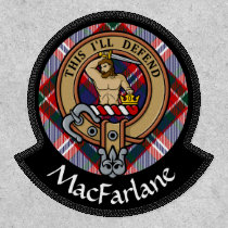 Clan MacFarlane Crest over Dress Tartan Patch