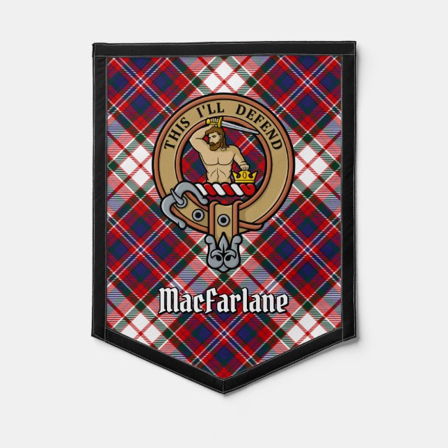 Clan MacFarlane Crest over Dress Tartan Pennant (Front)