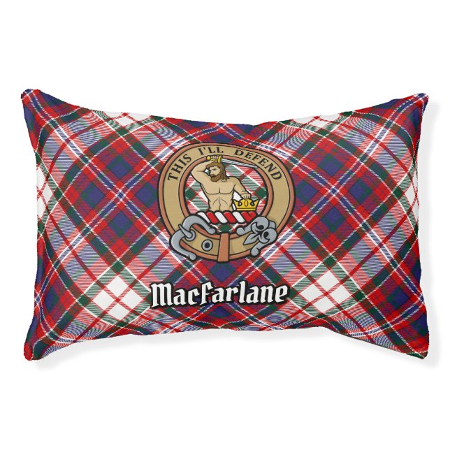 Clan MacFarlane Crest over Dress Tartan Pet Bed (Front)