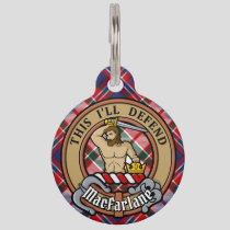 Clan MacFarlane Crest over Dress Tartan Pet ID Tag