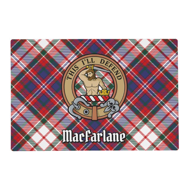 Clan MacFarlane Crest over Dress Tartan Placemat (Front)