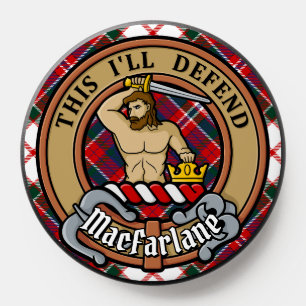 Clan MacFarlane Crest over Dress Tartan PopSocket