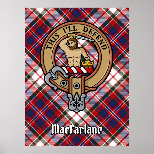 Clan MacFarlane Crest over Dress Tartan Poster (Front)