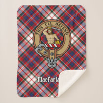 Clan MacFarlane Crest over Dress Tartan Sherpa Blanket