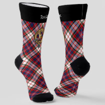 Clan MacFarlane Crest over Dress Tartan Socks