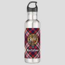 Clan MacFarlane Crest over Dress Tartan Stainless Steel Water Bottle