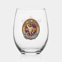 Clan MacFarlane Crest over Dress Tartan Stemless Wine Glass