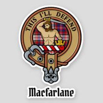 Clan MacFarlane Crest over Dress Tartan Sticker