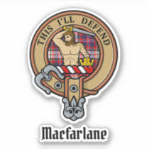 Clan MacFarlane Crest over Dress Tartan Sticker