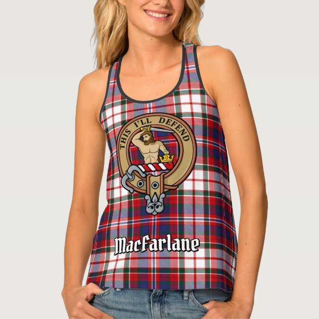 Clan MacFarlane Crest over Dress Tartan Tank Top (Front)