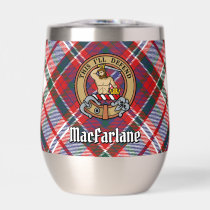 Clan MacFarlane Crest over Dress Tartan Thermal Wine Tumbler