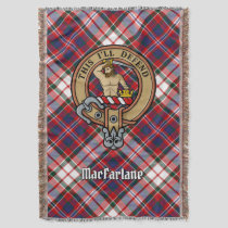 Clan MacFarlane Crest over Dress Tartan Throw Blanket