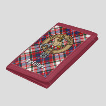 Clan MacFarlane Crest over Dress Tartan Trifold Wallet