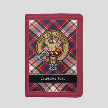 Clan MacFarlane Crest over Dress Tartan Trifold Wallet