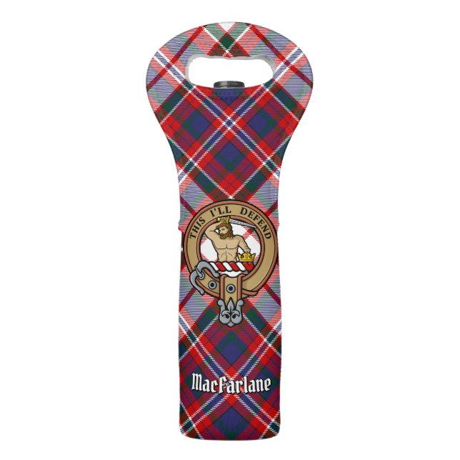Clan MacFarlane Crest over Dress Tartan Wine Bag (Front)