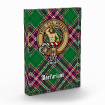 Clan MacFarlane Crest over Modern Hunting Tartan Acrylic Award