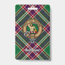 Clan MacFarlane Crest over Modern Hunting Tartan Badge