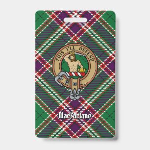Clan MacFarlane Crest over Modern Hunting Tartan Badge
