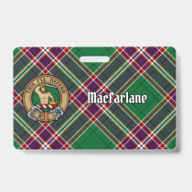 Clan MacFarlane Crest over Modern Hunting Tartan Badge