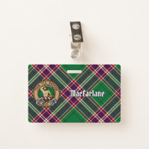 Clan MacFarlane Crest over Modern Hunting Tartan Badge