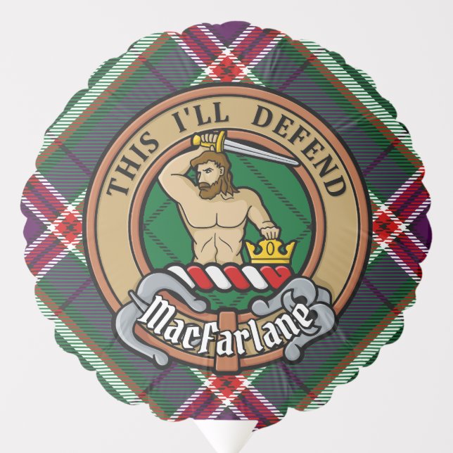 Clan MacFarlane Crest over Modern Hunting Tartan Balloon (Front)