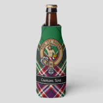 Clan MacFarlane Crest over Modern Hunting Tartan Bottle Cooler