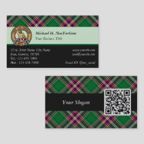 Clan MacFarlane Crest over Modern Hunting Tartan Business Card