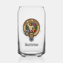 Clan MacFarlane Crest over Modern Hunting Tartan Can Glass