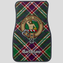 Clan MacFarlane Crest over Modern Hunting Tartan Car Floor Mat