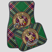 Clan MacFarlane Crest over Modern Hunting Tartan Car Floor Mat