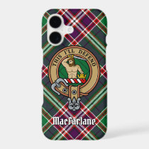 Clan MacFarlane Crest over Modern Hunting Tartan iPhone 17 Case
