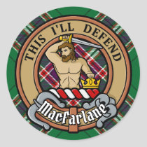 Clan MacFarlane Crest over Modern Hunting Tartan Classic Round Sticker