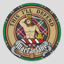 Clan MacFarlane Crest over Modern Hunting Tartan Classic Round Sticker