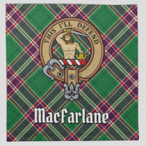 Clan MacFarlane Crest over Modern Hunting Tartan Cloth Napkin