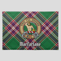 Clan MacFarlane Crest over Modern Hunting Tartan Cloth Placemat
