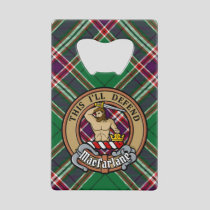 Clan MacFarlane Crest over Modern Hunting Tartan Credit Card Bottle Opener