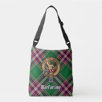 Clan MacFarlane Crest over Modern Hunting Tartan Crossbody Bag