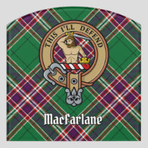Clan MacFarlane Crest over Modern Hunting Tartan Door Sign