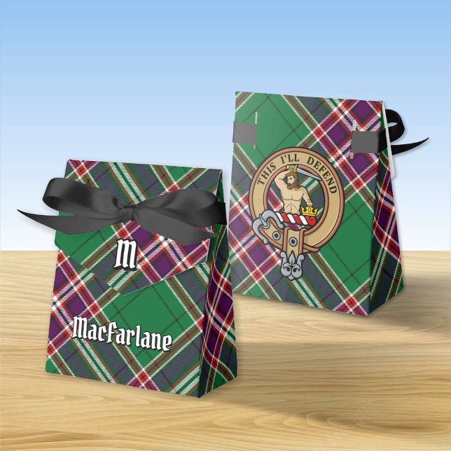 Clan MacFarlane Crest over Modern Hunting Tartan Favor Boxes (Creator Uploaded)