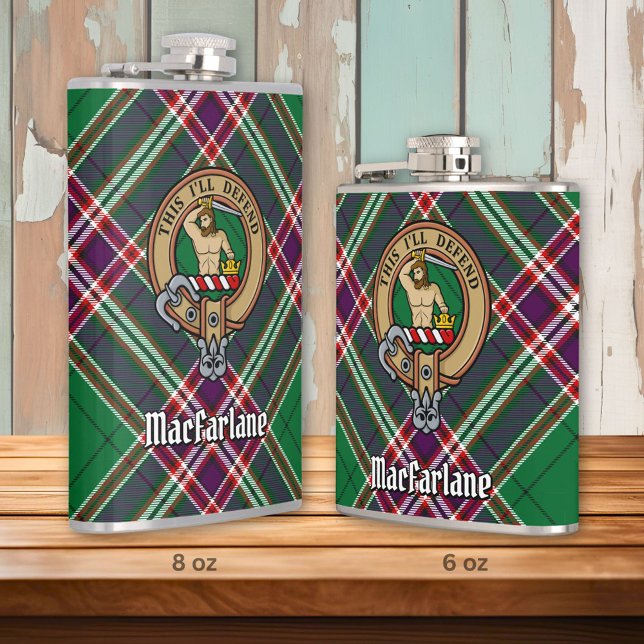 Clan MacFarlane Crest over Modern Hunting Tartan Flask (Creator Uploaded)