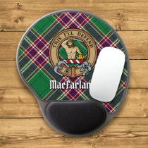 Clan MacFarlane Crest over Modern Hunting Tartan Gel Mouse Pad