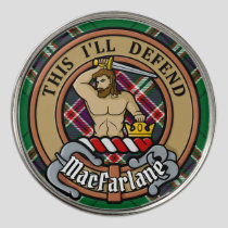 Clan MacFarlane Crest over Modern Hunting Tartan Golf Ball Marker