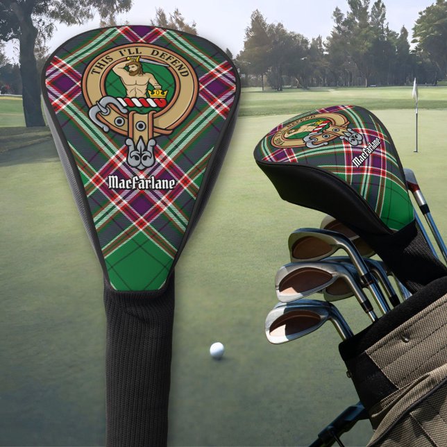 Clan MacFarlane Crest over Modern Hunting Tartan Golf Head Cover (Creator Uploaded)