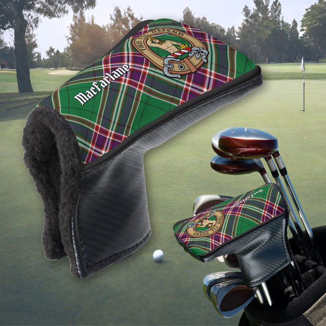 Clan MacFarlane Crest over Modern Hunting Tartan Golf Head Cover (Creator Uploaded)