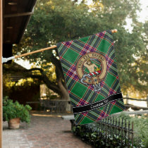 Clan MacFarlane Crest over Modern Hunting Tartan House Flag