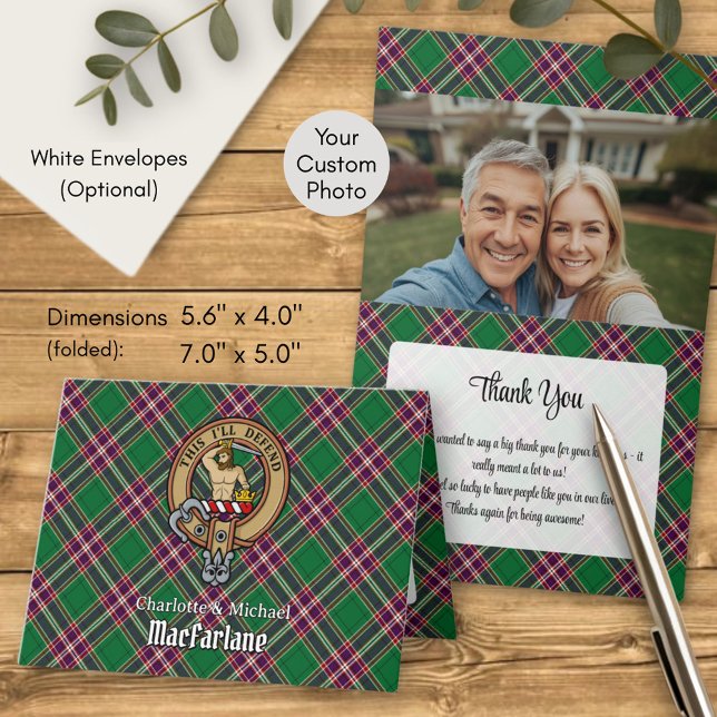Clan MacFarlane Crest over Modern Hunting Tartan Invitation (Creator Uploaded)