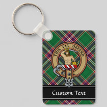 Clan MacFarlane Crest over Modern Hunting Tartan Keychain
