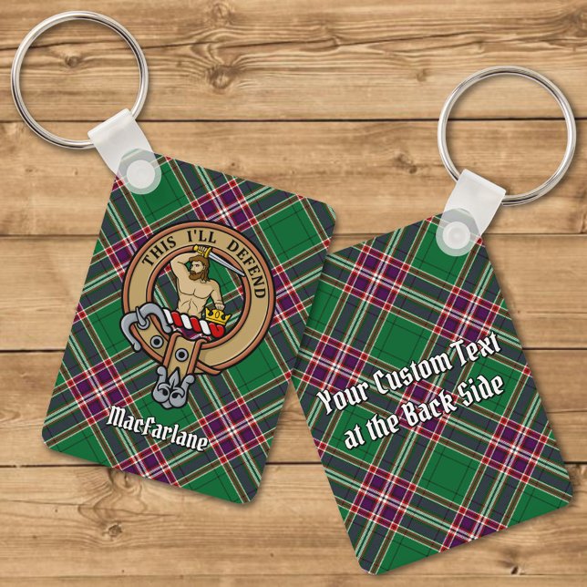 Clan MacFarlane Crest over Modern Hunting Tartan Keychain (Creator Uploaded)