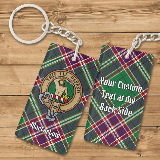 Clan MacFarlane Crest over Modern Hunting Tartan Keychain (Creator Uploaded)